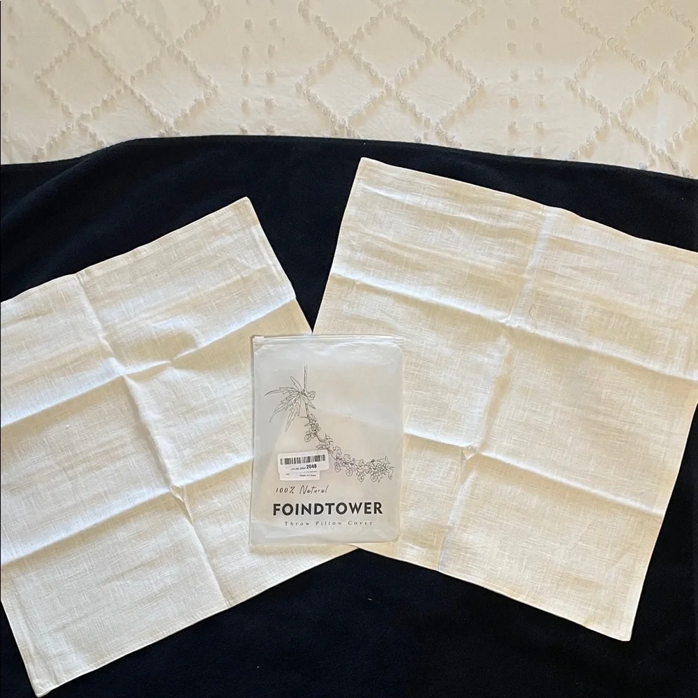 Cream Accent Pillow Covers linen texture new set of two